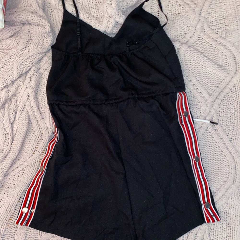 RED STRIPE/ BUTTON ROMPER - Picture 3 of 3